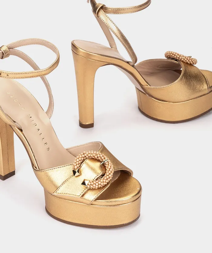 Women Fuerteventura Metallic 8211 Heeled Sandals Pedro Miralles