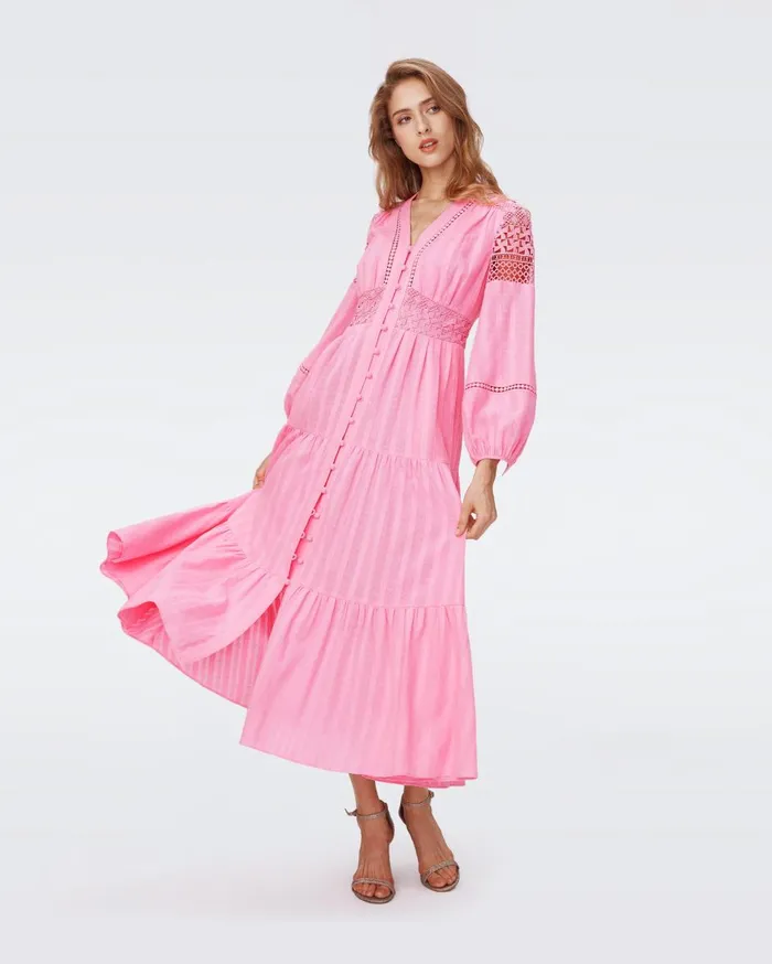 Women Gigi Cotton Dress Rose Pink DVF Dresses