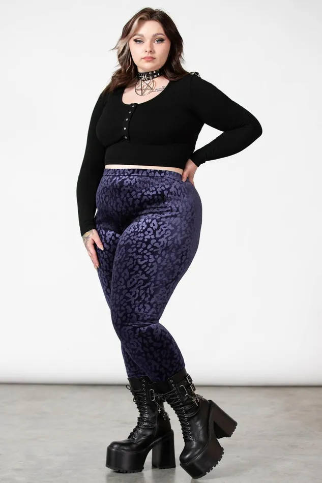 Women Going Out Killstar Caturday Leggings PLUM