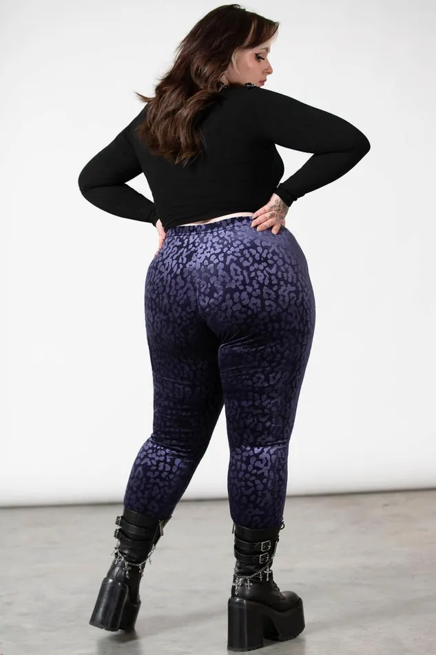 Women Going Out Killstar Caturday Leggings PLUM