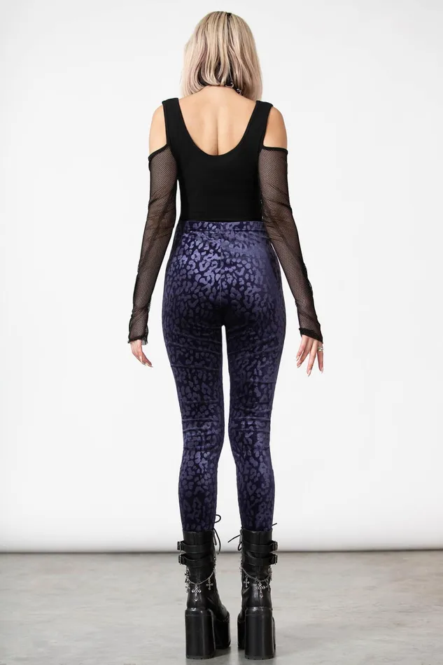 Women Going Out Killstar Caturday Leggings PLUM