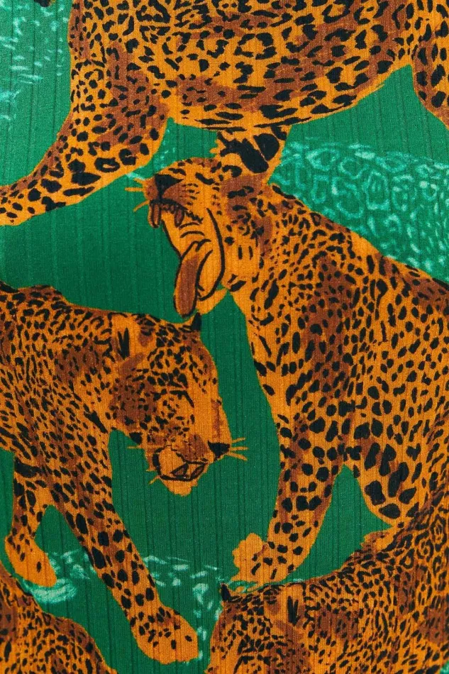 Women Green Artsy Leopards Organic Cotton Bodysuit Artsy Leopards Green FARM Rio Bodysuits
