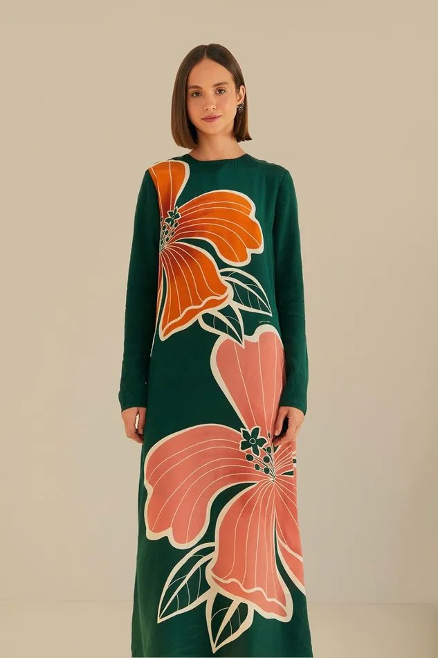 Women Green Honolulu Flowers Long Sleeve Maxi Dress Honolulu Flowers Green FARM Rio Maxi Dresses Women Green Honolulu Flowers Long Sleeve Maxi Dress Honolulu Flowers Green FARM Rio Maxi Dresses