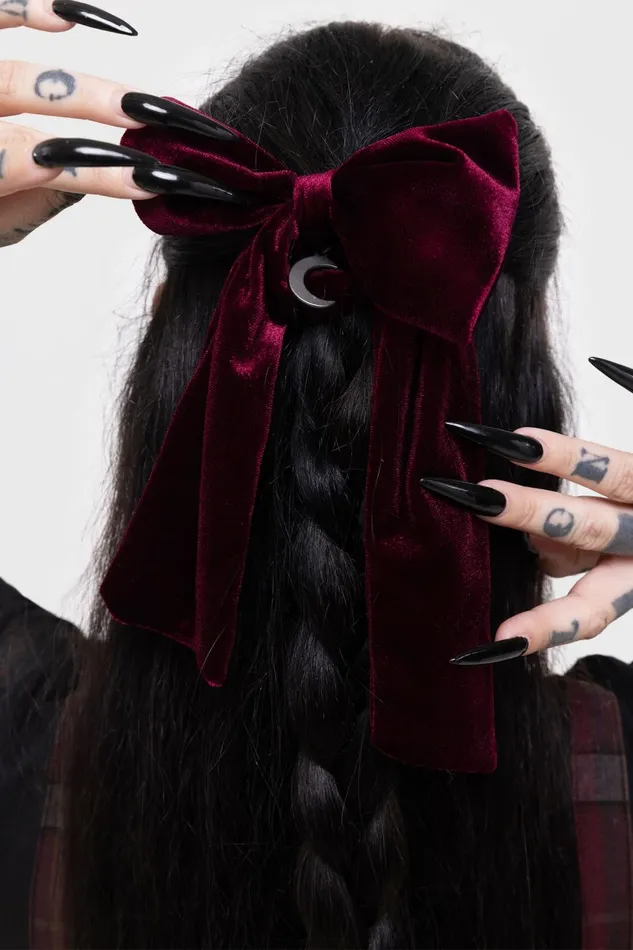 Women Hair Accessories Killstar Tabinka Hair Bow RED