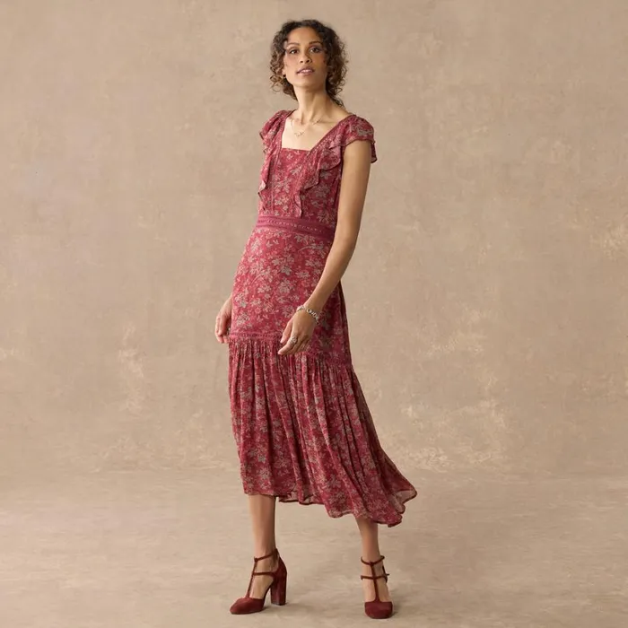 Women Harvest Florals Dress Petite Red Plum Sundance Catalog Dresses and Jumpsuits Women Harvest Florals Dress Petite Red Plum Sundance Catalog Dresses and Jumpsuits
