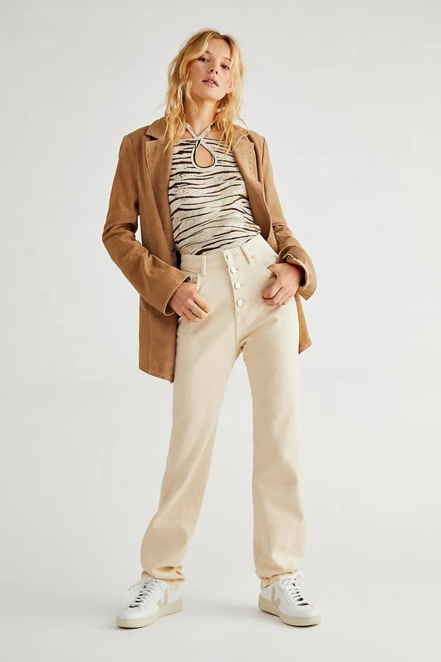 Women HighRise Jeans Free People ZGY Straight Up Jeans Sandstone
