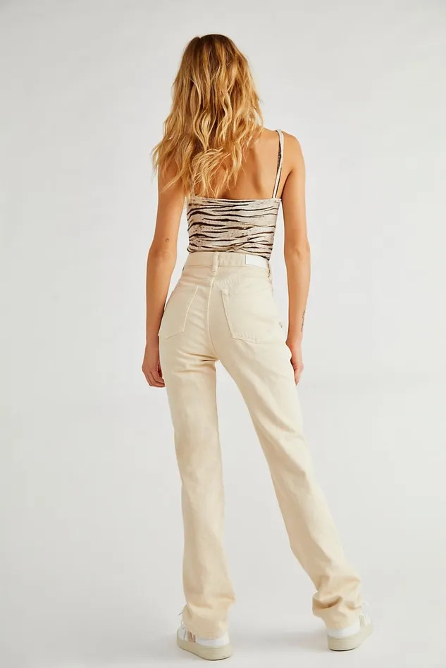 Women HighRise Jeans Free People ZGY Straight Up Jeans Sandstone