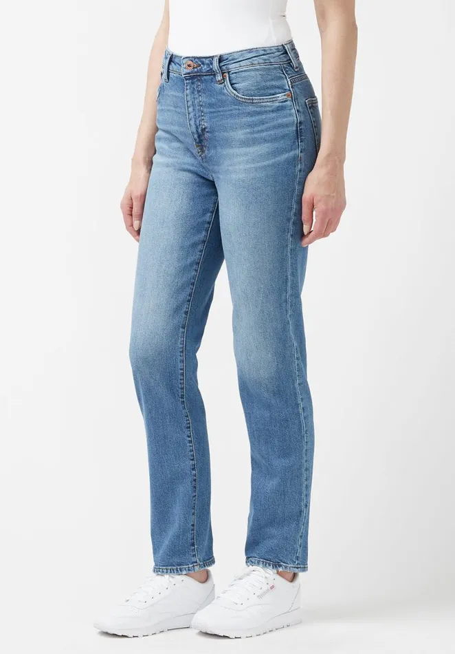 Women High Rise Straight Jayden Veined Jeans Indigo Buffalo David Bitton Straight Leg