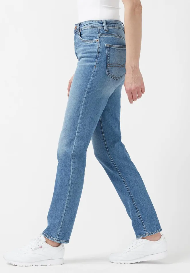Women High Rise Straight Jayden Veined Jeans Indigo Buffalo David Bitton Straight Leg