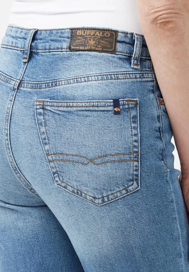 Women High Rise Straight Jayden Veined Jeans Indigo Buffalo David Bitton Straight Leg