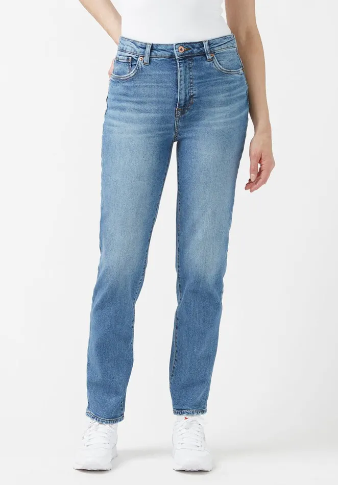 Women High Rise Straight Jayden Veined Jeans Indigo Buffalo David Bitton Straight Leg