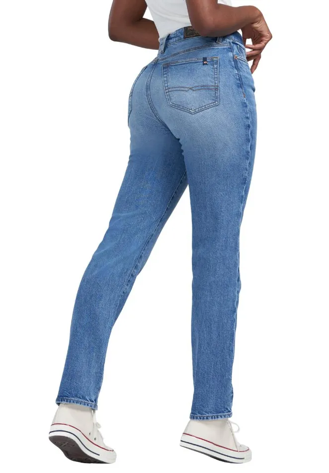 Women High Rise Straight Jayden Veined Jeans Indigo Buffalo David Bitton Straight Leg