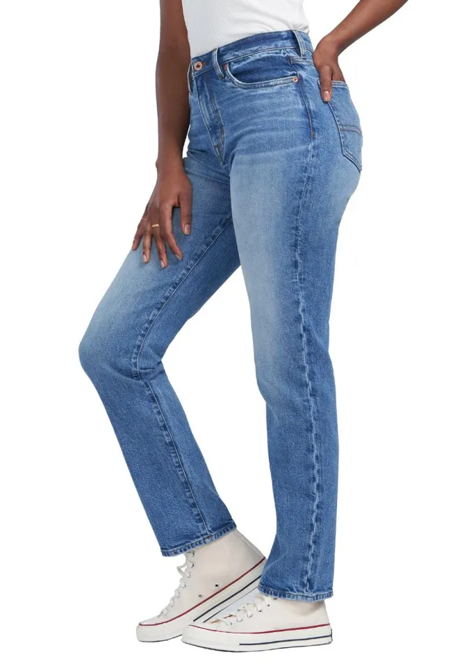 Women High Rise Straight Jayden Veined Jeans Indigo Buffalo David Bitton Straight Leg
