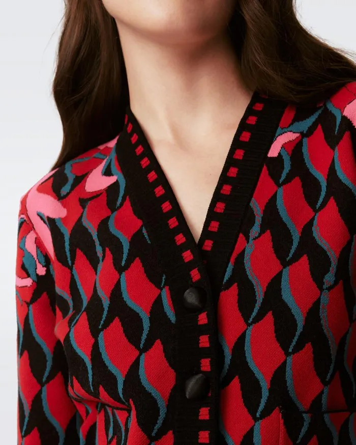 Women Hima Cardigan Bird Weave Pink Gradient DVF Sweaters and Knits
