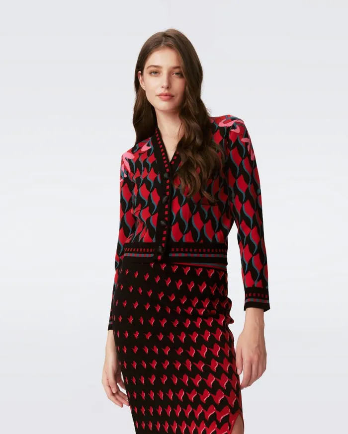 Women Hima Cardigan Bird Weave Pink Gradient DVF Sweaters and Knits