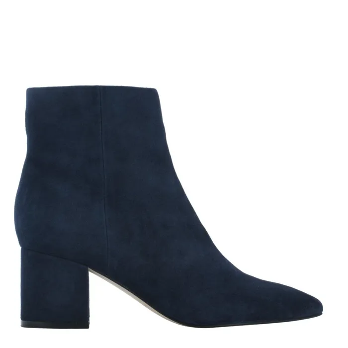Women Jarli Pointy Ankle Bootie Navy Suede Marc Fisher Booties