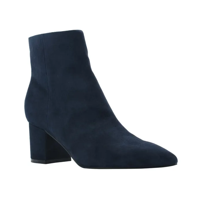 Women Jarli Pointy Ankle Bootie Navy Suede Marc Fisher Boots and Booties