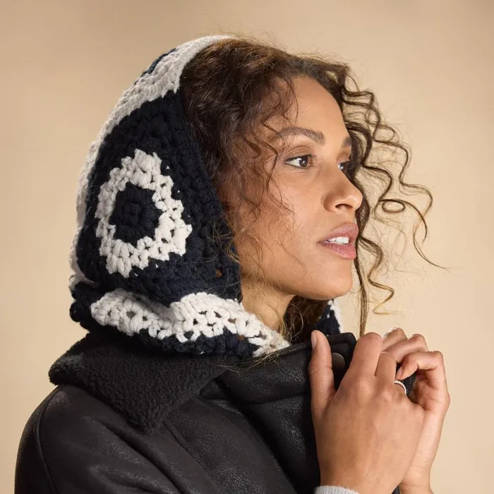 Women Jenna Crochet Snood Black White Sundance Catalog Hats Women Jenna Crochet Snood Black White Sundance Catalog Hats