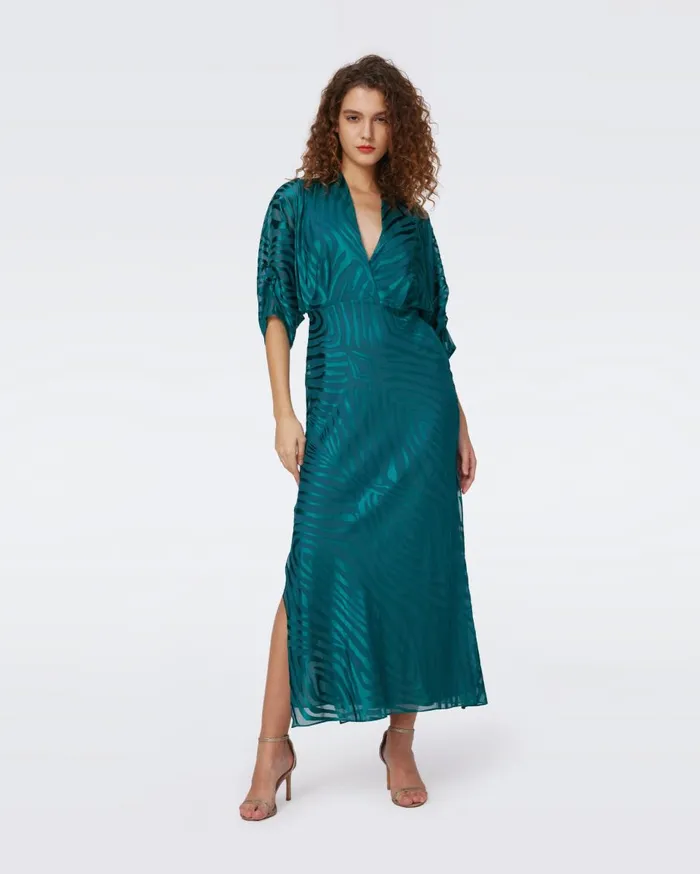 Women Jessel Dress Huge Zebra Indian Green DVF Dresses
