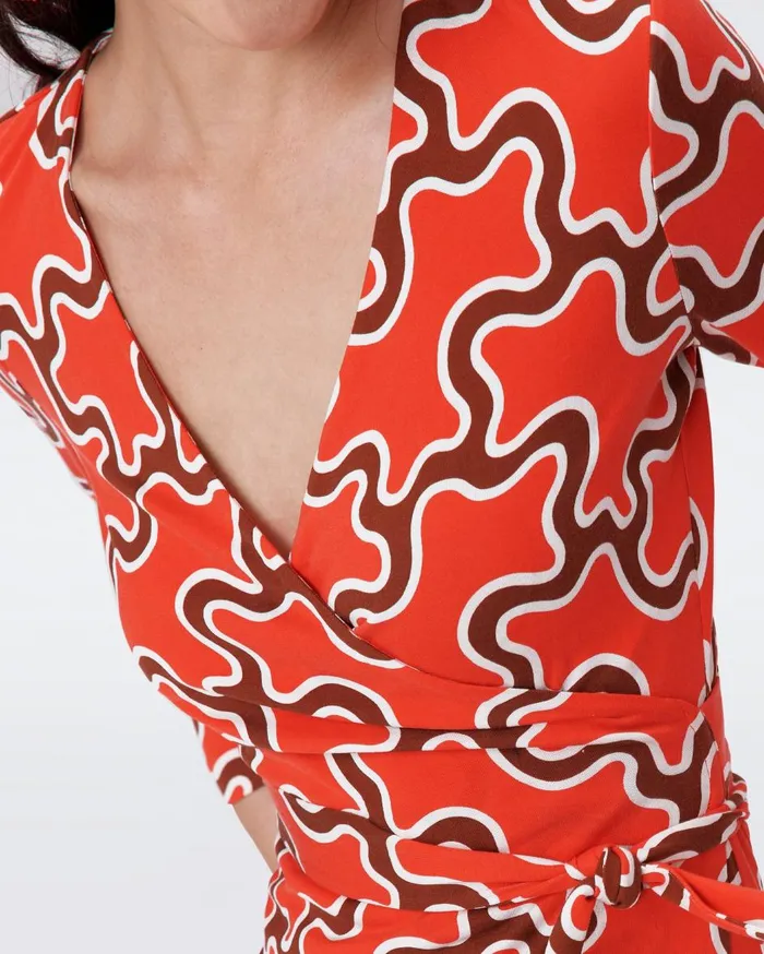 Women Julian Silk Jersey Wrap Dress Cloud Patch Red DVF Dresses