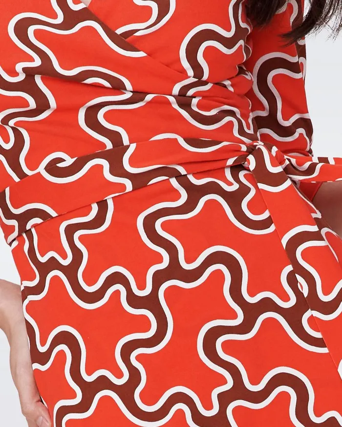 Women Julian Silk Jersey Wrap Dress Cloud Patch Red DVF Dresses
