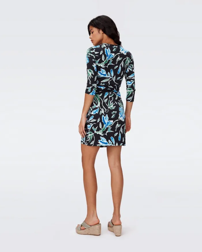 Women Julian Silk Jersey Wrap Dress Huge Tulip Fields Blue DVF Dresses