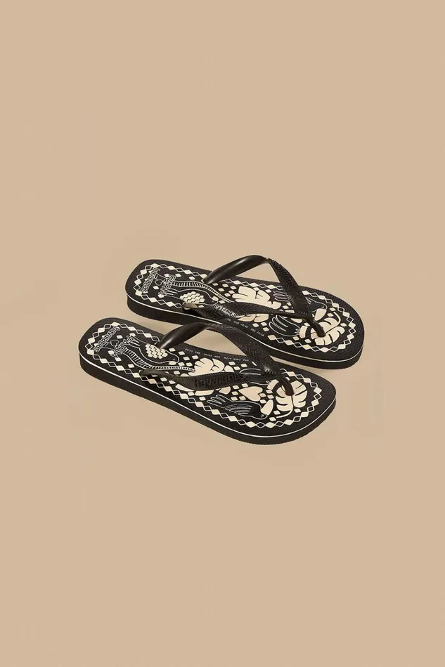 Women Jungle Scarf Havaianas Sandals Jungle Scarf Black FARM Rio Sandals
