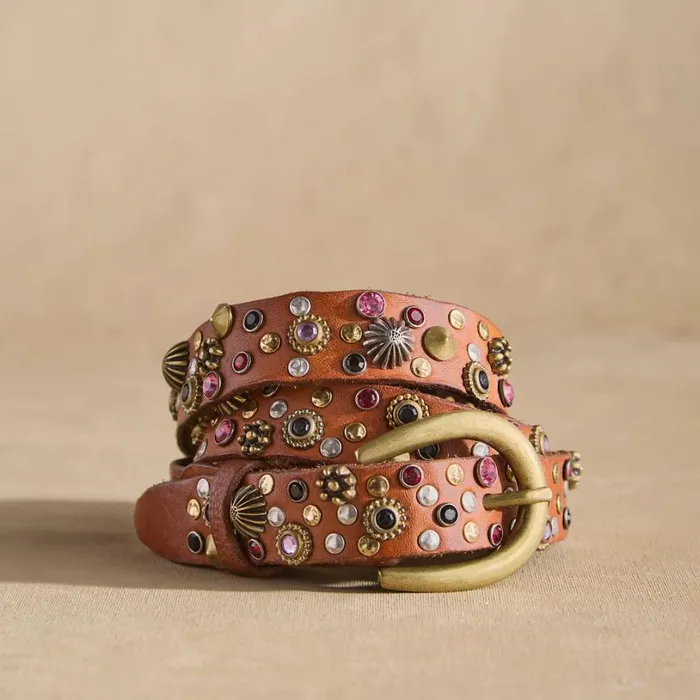 Women Kiara Studded Belt Cognac Sundance Catalog Belts