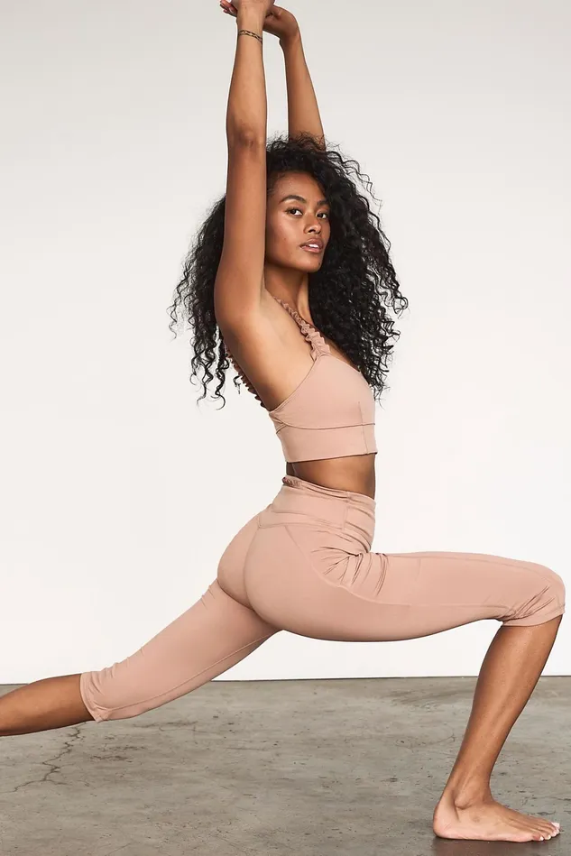 Women Leggings Free People HighRise Crop Stay Centered Leggings Iced Coffee