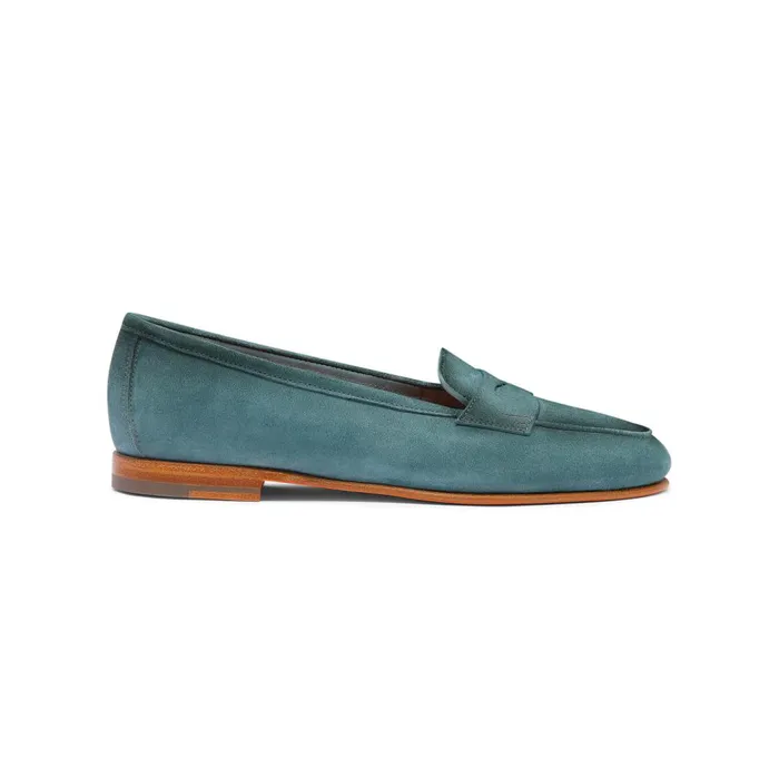 Women Light Blue Suede Carla Loafer Santoni Loafers