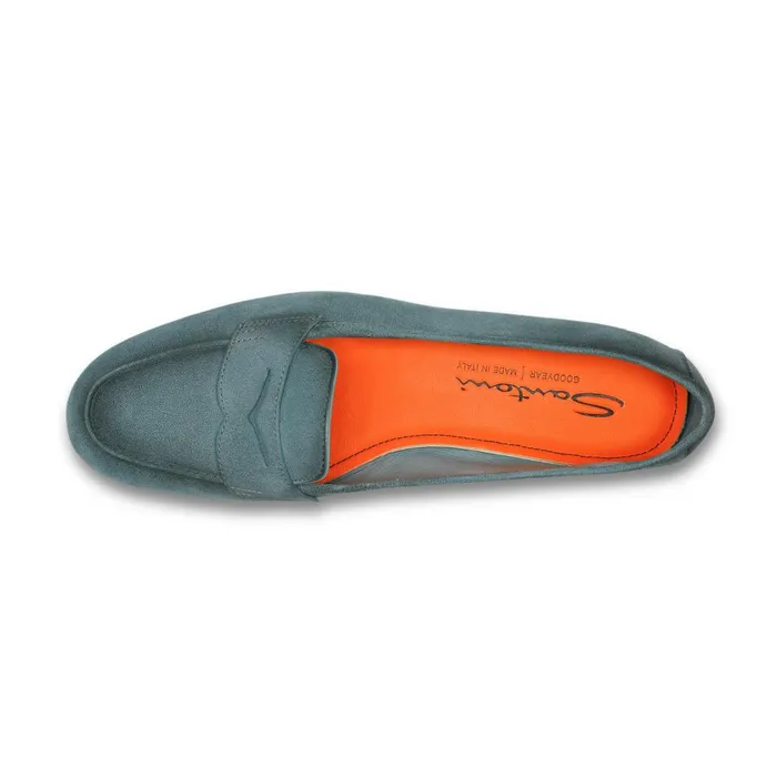Women Light Blue Suede Carla Loafer Santoni Loafers