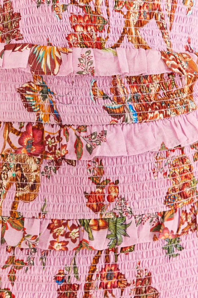 Women Lilac Floral Monkey Smocked Mini Dress Floral Monkey Lilac FARM Rio Mini Dresses