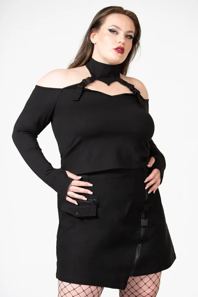 Women Long Sleeves Killstar Oralia Cold Shoulder Top