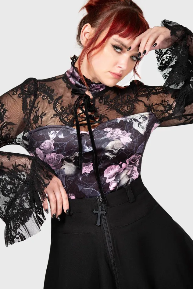 Women Long Sleeves Killstar Poison Fang Long Sleeve Top BLACKPINK