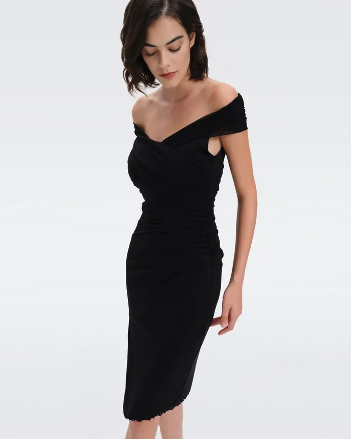 Women Lovinia Mesh Dress Black DVF Dresses