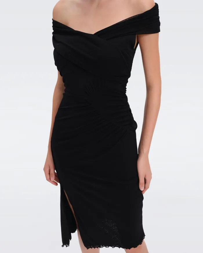Women Lovinia Mesh Dress Black DVF Dresses