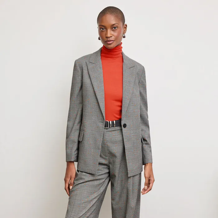 Women M M LaFleur The Jax Turtleneck Tee 8211 Organic Ribbed Pima Cotton Marmalade TShirts