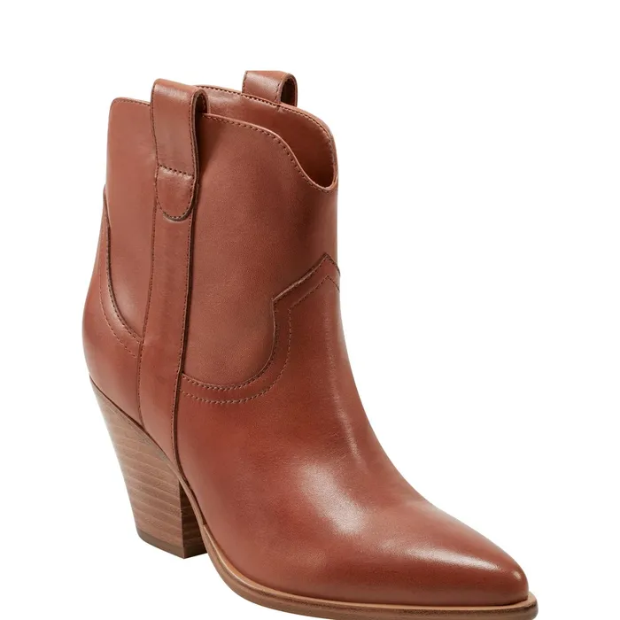 Women Marlie Western Bootie Natural Leather Marc Fisher Booties