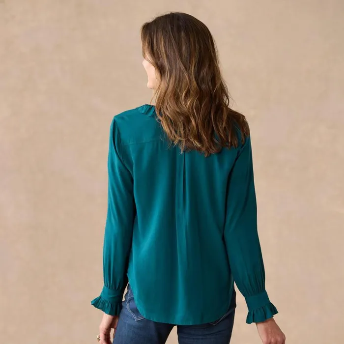 Women Mayfair Blouse Teal Sundance Catalog Tops