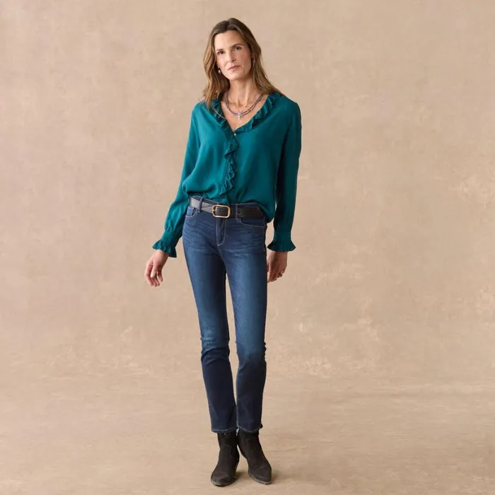Women Mayfair Blouse Teal Sundance Catalog Tops