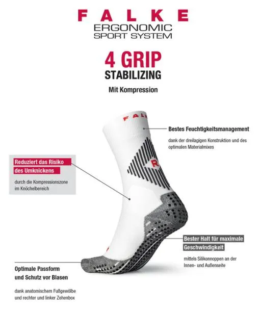 WomenMen 4GRIP Unisex Socks White FALKE Functional Socks