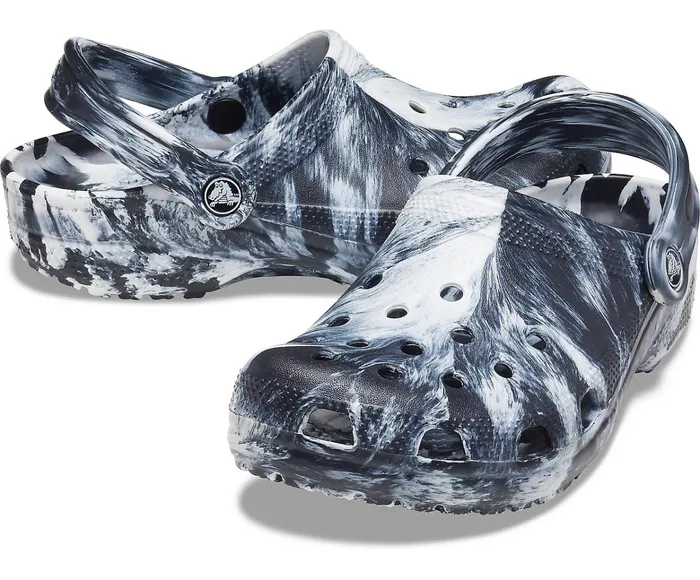 WomenMen Classic Marbled Clog White Black Crocs Clogs