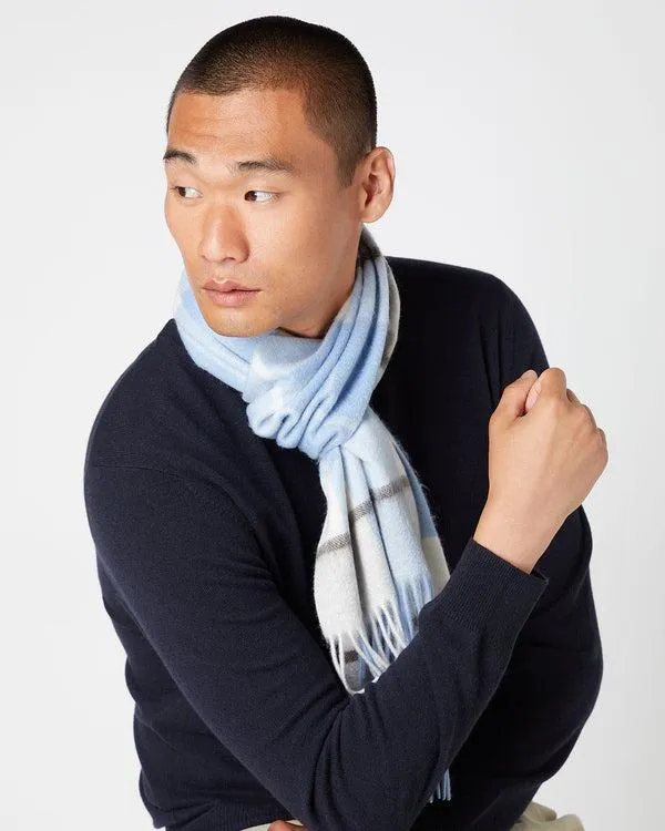 WomenMen Unisex Cashmere Check ScarfIn Blue Check Blue Check NPeal Cashmere Scarves