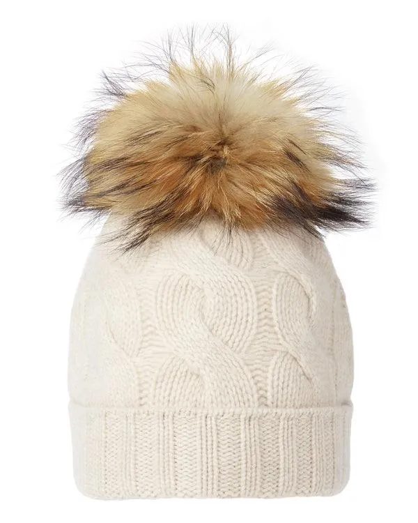 WomenMen Unisex Chunky Cable Cashmere Hat With PomIn Heather Beige Brown Heather Beige Brown NPeal Hats WomenMen Unisex Chunky Cable Cashmere Hat With PomIn Heather Beige Brown Heather Beige Brown NPeal Hats