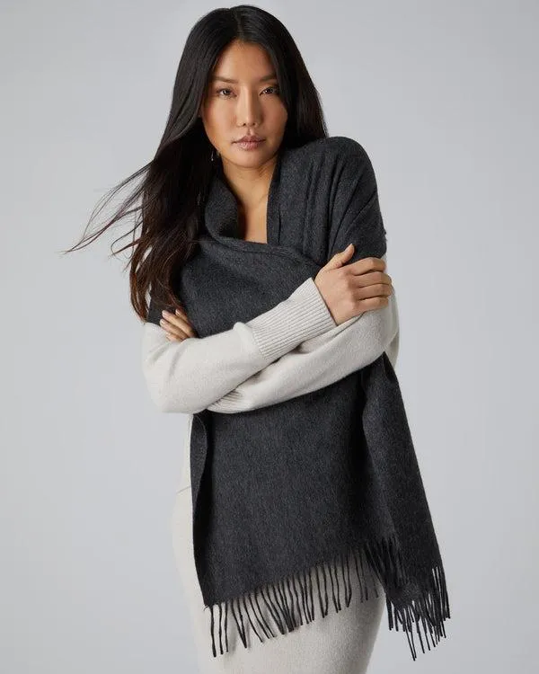 WomenMen Unisex Large Woven Cashmere ScarfIn Dark Charcoal Grey Dark Charcoal Grey NPeal Cashmere Scarves