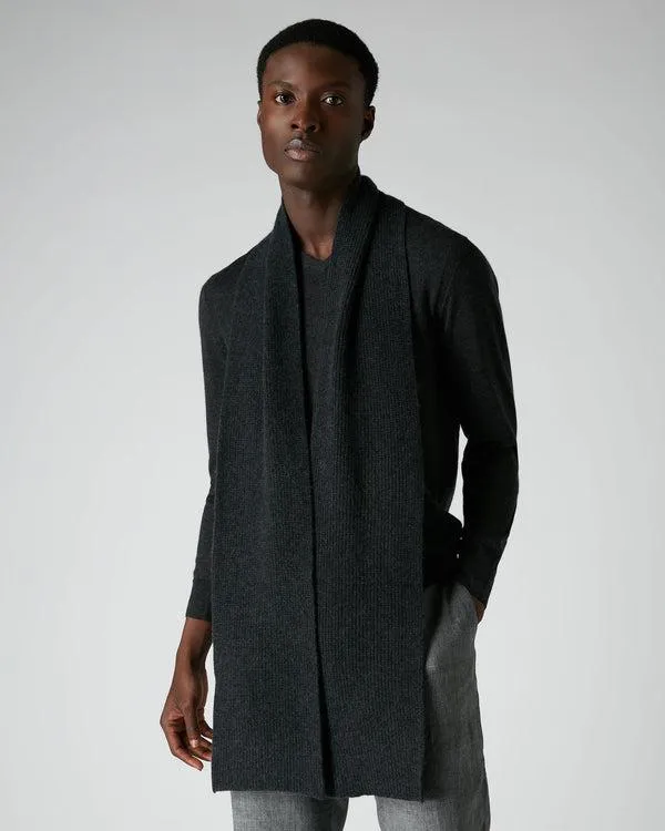 WomenMen Unisex Ribbed Cashmere ScarfIn Dark Charcoal Grey Dark Charcoal Grey NPeal Cashmere Scarves