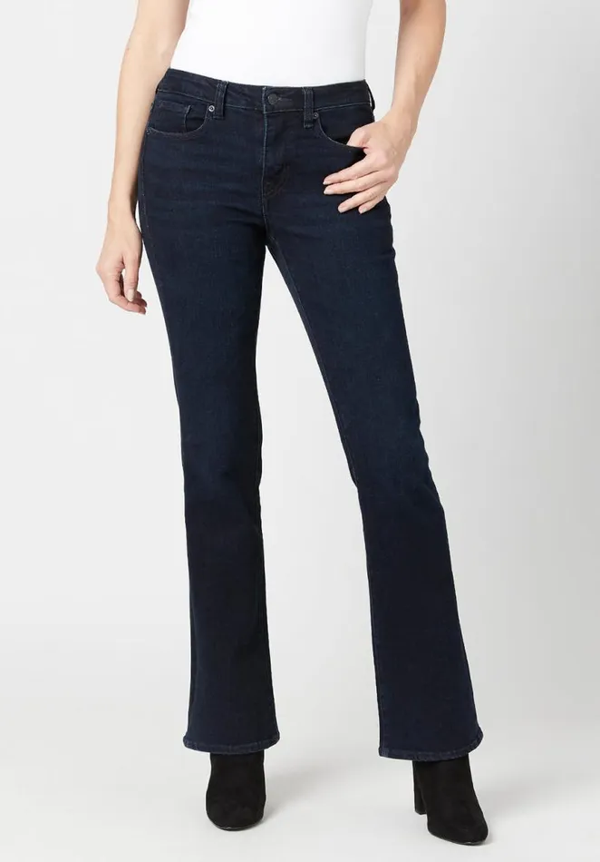 Women Mid Rise Bootcut Queen Rinsed Jeans Indigo Buffalo David Bitton Flare and Bootcut