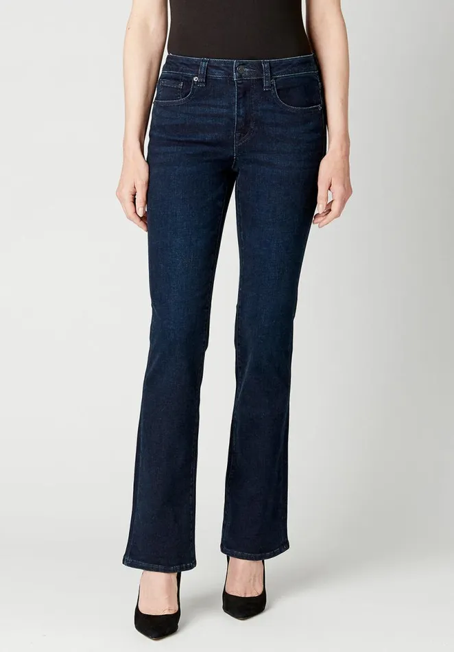 Women Mid Rise Bootcut Queen Rinsed Jeans Indigo Buffalo David Bitton Flare and Bootcut