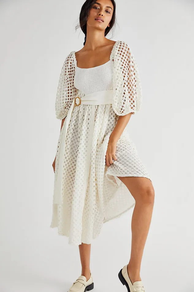 Women Midi Dresses Free People Azuretti Dress Ivory