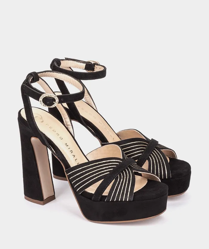 Women Montefioralle Black 8211 Heeled Sandals Pedro Miralles